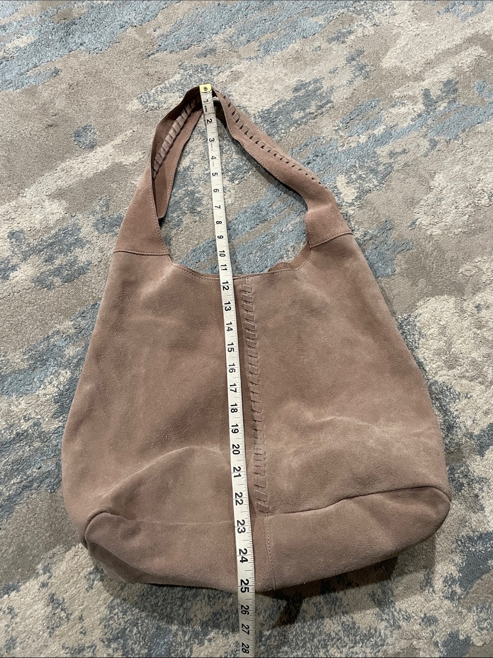 Haute Hippie Tan Boho Large Slouchy Hobo Tote Bag 100% Suede Leather - Picture 9 of 10